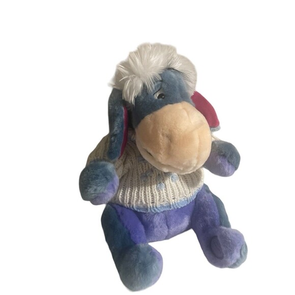 Disney Store Eeyore Snowflake Sweater Winter Holiday Christmas Plush Stuffed Toy - Picture 3 of 16